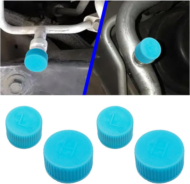 LHDOS 4PCS Car A/C Charging Valve Caps, Leakproof R134a Air Conditioning System Charging Port Caps Replacement, High and Low Pressure Ac Caps Auto A/C Valve Core Caps Seal Kit for Most Cars (4PCS) - Image 1